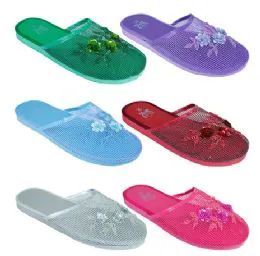 96 Wholesale Ladies Solid Color Chinese Slippers Size 5-10