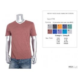 24 Pieces Men's V-Neck Marl Fabric 60% Cotton Size Chart A Only - Men's Work Shirts