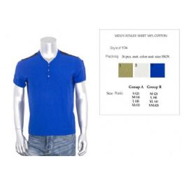 36 Pieces Mens Henley Shirt 100% Cotton Size Chart A Only - Mens T-Shirts