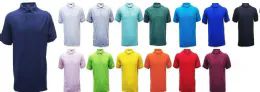 24 Pieces Mens Solid Polo Shirt Pique Fabric Cotton - Mens Polo Shirts