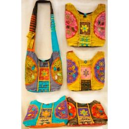15 Pieces Handmade Nepal Hobo Bags Flower Half Circle Design - Handbags