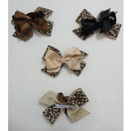 36 Pieces 4" Alligator Clip W BoW--Animal Print - Bows & Ribbons
