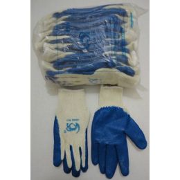 30 Wholesale Blue Latex Dipped Work Gloves
