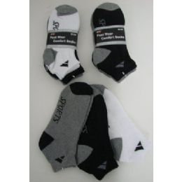36 Pairs 3pr A Sport Anklets Blk/gry/white 9-11 - Womens Ankle Sock