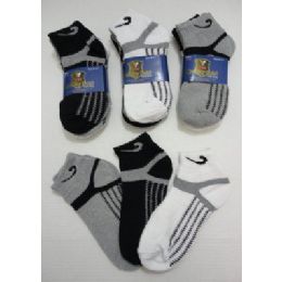 240 Pairs 3pr Anklets 10-13 With Zigzag Blk/gry/white - Mens Ankle Sock