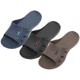 36 Wholesale Men's Sport Slide Sandals Assortment Black Navy And Brown
