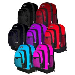 24 Pieces 18" Backpacks With Mesh Pockets In 7 Assorted Colors - School and Office Supply Gear