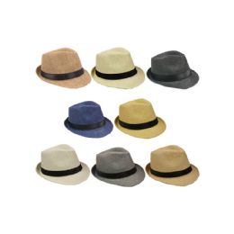24 Wholesale Fashion Solid Color Assorted Fedora Hats