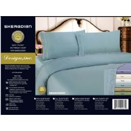 6 Wholesale Full Assorted Embroidered Sheet Sets 300 Count Cotton