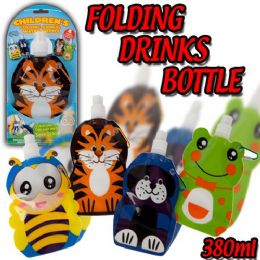 144 of Assorted Prints Foldable Water Bottle For Kids
