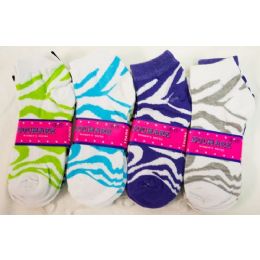 120 Wholesale Ladies Zebra Stripe Ankle Socks