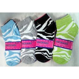 120 Wholesale Women's Socks Zebra Stripe