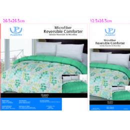 6 Pieces Printed Reversible Comforter - Queen Microfiber - Comforters & Bed Sets