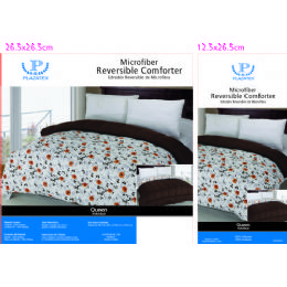 6 Pieces Printed Reversible Comforter - Queen Microfiber - Comforters & Bed Sets