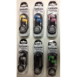 96 Wholesale Assorted Color Blister Card Earbuds