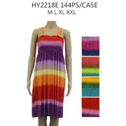 144 Wholesale Ladies Summer Dress Rainbow Style