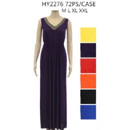72 Wholesale Ladies Long Solid Color Summer Dress