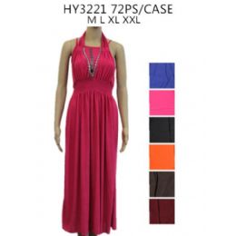 72 Wholesale Solid Color Summer Dress Assorted