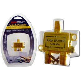 96 Wholesale Two Way Gold Plated Splitter