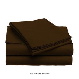 12 Pieces 3 Piece Solid Sheet Set Chocolate King Size - Sheet Sets