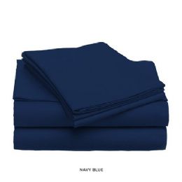 12 Wholesale 3 Piece Solid Sheet Set Navy King Size