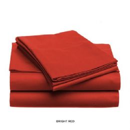12 Pieces 3 Piece Solid Sheet Set Red King Size - Sheet Sets