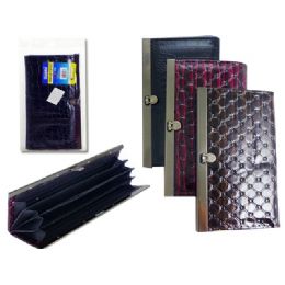 144 Pieces Wallet Lady 9.5x19cm Asst Clr - Wallets & Handbags