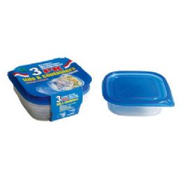 48 Wholesale 3 Pack Square Container With/lid 25oz