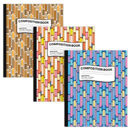 48 Wholesale Ultra Hard Cover Notebook, 100 sheets, Wide Ruled - Geometrics