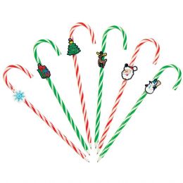 72 Units of Candy Cane Pen With Charm And Scented Ink - Christmas Novelties