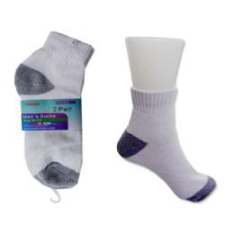 144 Wholesale Socks 2 Pairs Men 10-13 Wt/gre