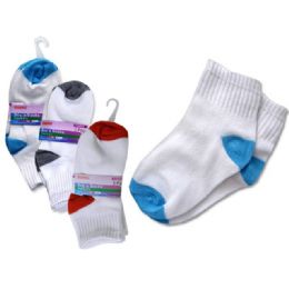 288 Wholesale Socks 3 Pair Boy's 2-9red+bl+grey