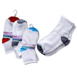 288 Units of Socks 3 Pair Boy's 3-10yred+bl+grey - Boys Ankle Sock