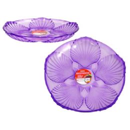48 Wholesale Crystal Like Round Tray Purple
