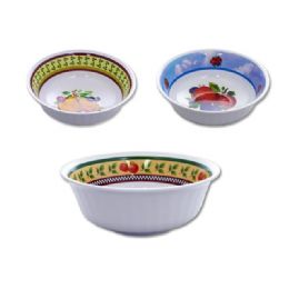 48 Pieces Mela Bowl 7" Dia X3" 3asstfruit Design Wavy - Plastic Serving Ware