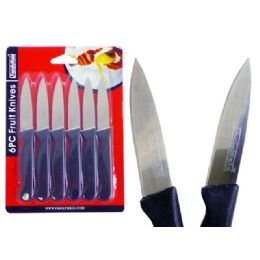 96 Wholesale Knife 6pc Black Handle