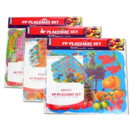 72 Wholesale Placemat Fruit+flo 4+411.5x11.5"