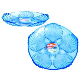 48 Units of Crystal Like Round Tray Blue - Plastic Dinnerware