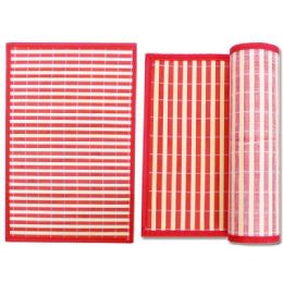 96 Wholesale Placemat Bamboo 17.7x11.8"upc. Red