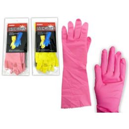 144 of Glove Rubber Small Pink+yellow