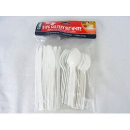72 Units of White 51 Count Assorted Plastic Cutlery - Disposable Cutlery