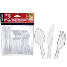 72 Wholesale 51 Pc Transparent Cutlery Set