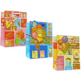 144 Pieces Bag Xl B-Day 3d 38x30x10cm 3as - Gift Bags Everyday