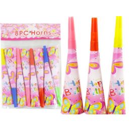 144 Pieces Blowhorns 8pc Butterfly Design - Party Favors