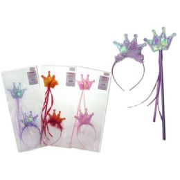 144 Pieces Crown With Wand Princesspink Purple Red - Costumes & Accessories