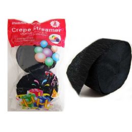 96 Pieces Streamer 2pc Black Clr 1.77*81ft Packing 1/pc - Streamers & Confetti