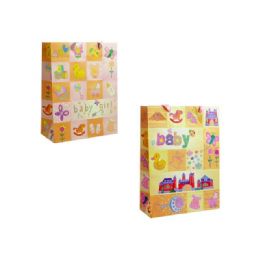 144 Pieces Bag Baby Gift W/glitter M19.6x9x24.5cm - Gift Bags