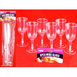 48 Wholesale 6 Piece Plastic Wine Glass