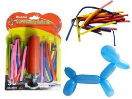 96 Wholesale 30 Twisty Balloons, Air Pump Included!