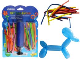 96 Pieces Balloons 30 Twisty With Air Pump Included - Balloons & Balloon Holder